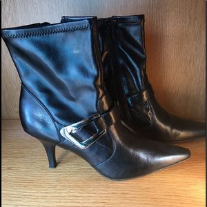 BCBG Pointy Toe Buckle Strap Boots